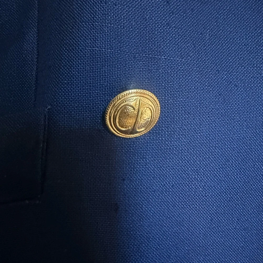 Christian Dior Navy Linen Blazer with Gold Accents